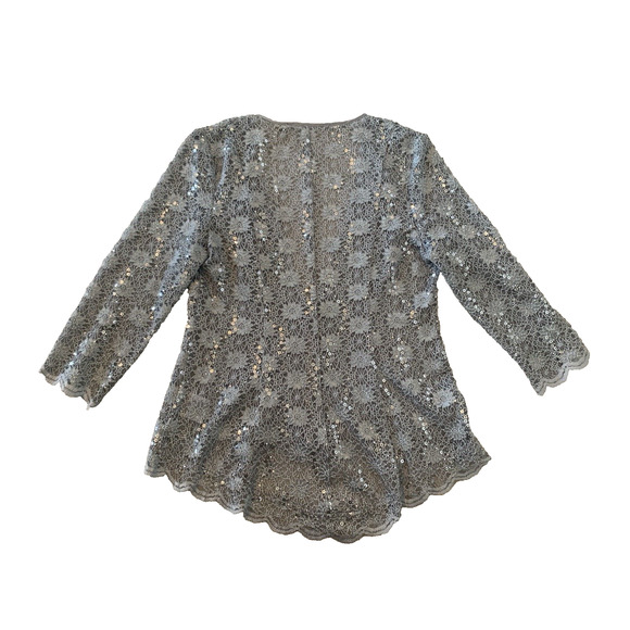 Vintage R&M Collection Lace Maxi Dress Womens Size 6 Pale Blue Sequins & Jacket - Picture 6 of 16